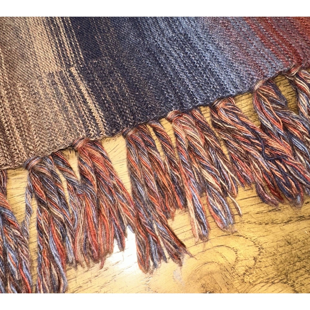 Maude Vivante Andrea Sweater Natural Multicolor Cable Knit Fringe Trim Women's M - Picture 6 of 9